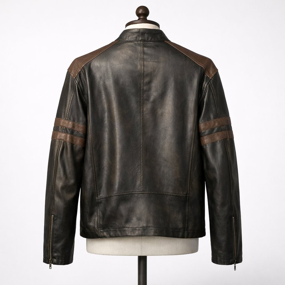 Toxic Hazard Brown Distressed Moto Jacket Size L - Picture 2 of 12